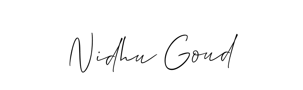Nidhu Goud stylish signature style. Best Handwritten Sign (Allison_Script) for my name. Handwritten Signature Collection Ideas for my name Nidhu Goud. Nidhu Goud signature style 2 images and pictures png