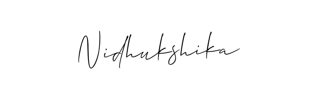 Create a beautiful signature design for name Nidhukshika. With this signature (Allison_Script) fonts, you can make a handwritten signature for free. Nidhukshika signature style 2 images and pictures png