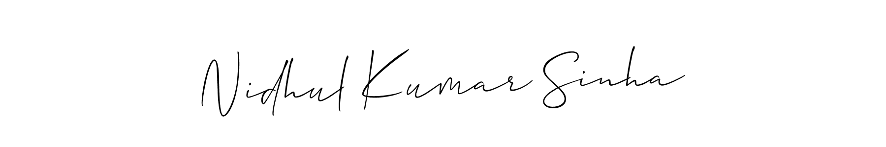 Design your own signature with our free online signature maker. With this signature software, you can create a handwritten (Allison_Script) signature for name Nidhul Kumar Sinha. Nidhul Kumar Sinha signature style 2 images and pictures png