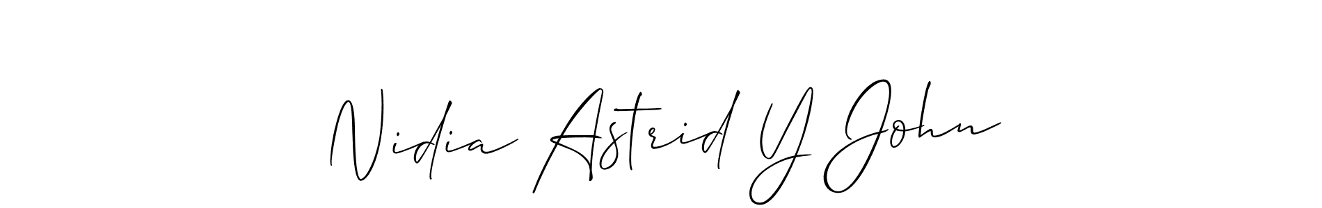 How to make Nidia Astrid Y John name signature. Use Allison_Script style for creating short signs online. This is the latest handwritten sign. Nidia Astrid Y John signature style 2 images and pictures png