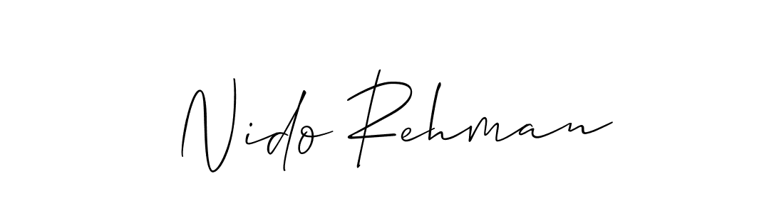 Also You can easily find your signature by using the search form. We will create Nido Rehman name handwritten signature images for you free of cost using Allison_Script sign style. Nido Rehman signature style 2 images and pictures png