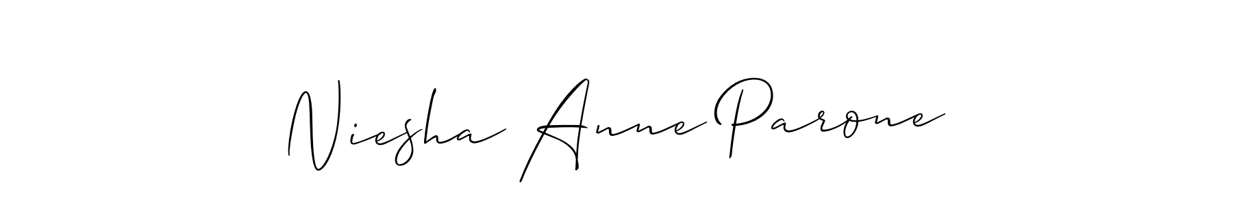 if you are searching for the best signature style for your name Niesha Anne Parone. so please give up your signature search. here we have designed multiple signature styles  using Allison_Script. Niesha Anne Parone signature style 2 images and pictures png