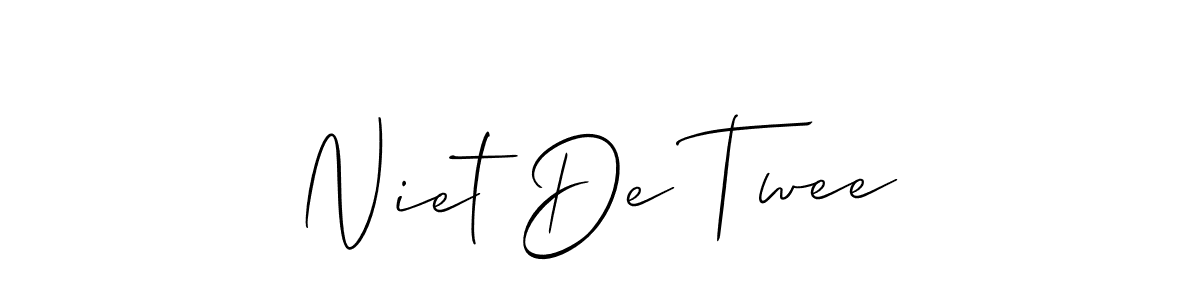 This is the best signature style for the Niet De Twee name. Also you like these signature font (Allison_Script). Mix name signature. Niet De Twee signature style 2 images and pictures png