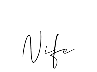 if you are searching for the best signature style for your name Nife. so please give up your signature search. here we have designed multiple signature styles  using Allison_Script. Nife signature style 2 images and pictures png