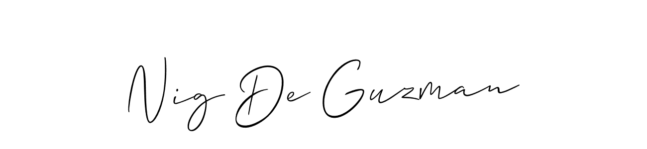 You should practise on your own different ways (Allison_Script) to write your name (Nig De Guzman) in signature. don't let someone else do it for you. Nig De Guzman signature style 2 images and pictures png