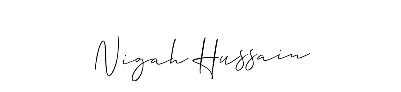 Also You can easily find your signature by using the search form. We will create Nigah Hussain name handwritten signature images for you free of cost using Allison_Script sign style. Nigah Hussain signature style 2 images and pictures png