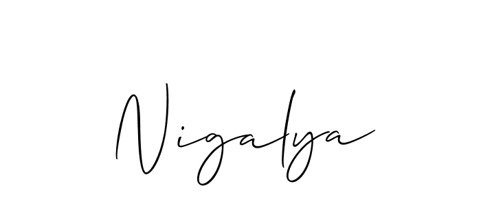 How to make Nigalya name signature. Use Allison_Script style for creating short signs online. This is the latest handwritten sign. Nigalya signature style 2 images and pictures png