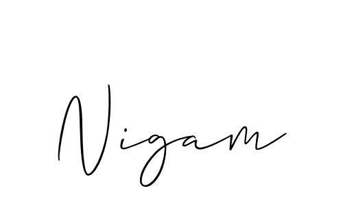 Nigam stylish signature style. Best Handwritten Sign (Allison_Script) for my name. Handwritten Signature Collection Ideas for my name Nigam. Nigam signature style 2 images and pictures png