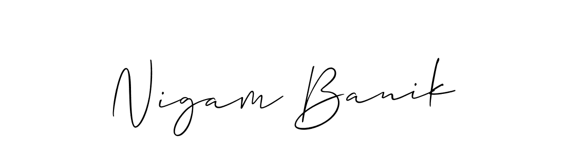 How to make Nigam Banik signature? Allison_Script is a professional autograph style. Create handwritten signature for Nigam Banik name. Nigam Banik signature style 2 images and pictures png