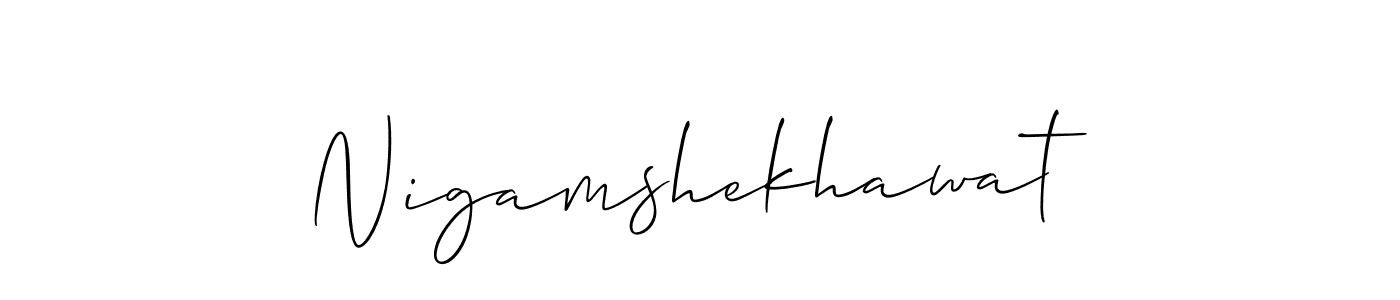 Also we have Nigamshekhawat name is the best signature style. Create professional handwritten signature collection using Allison_Script autograph style. Nigamshekhawat signature style 2 images and pictures png