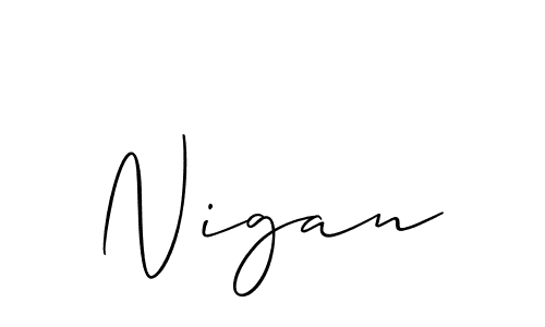 Create a beautiful signature design for name Nigan. With this signature (Allison_Script) fonts, you can make a handwritten signature for free. Nigan signature style 2 images and pictures png