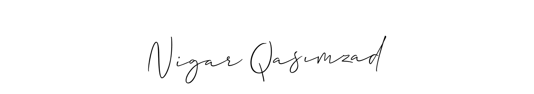 How to make Nigar Qasımzadə name signature. Use Allison_Script style for creating short signs online. This is the latest handwritten sign. Nigar Qasımzadə signature style 2 images and pictures png