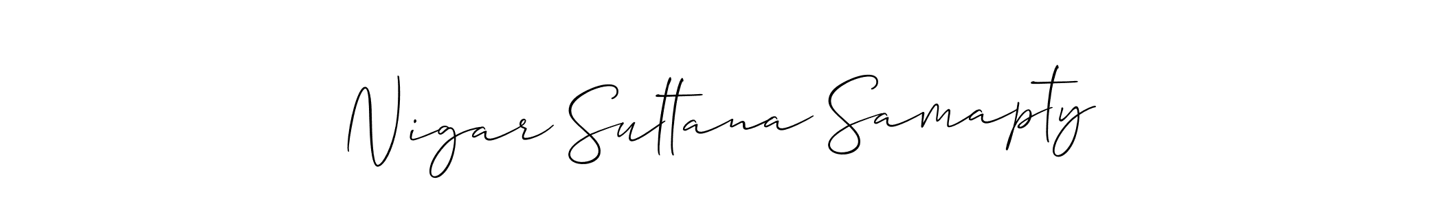 Also You can easily find your signature by using the search form. We will create Nigar Sultana Samapty name handwritten signature images for you free of cost using Allison_Script sign style. Nigar Sultana Samapty signature style 2 images and pictures png