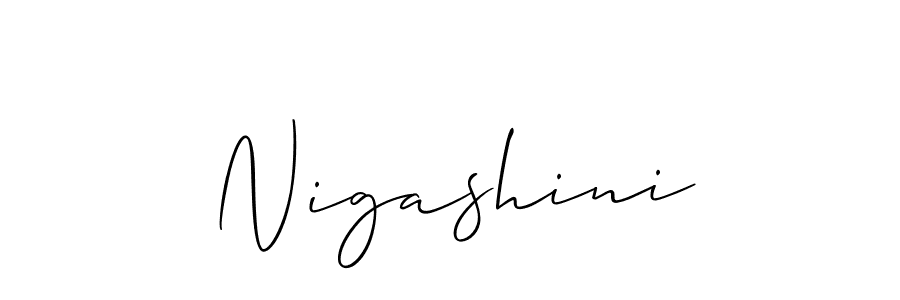 Design your own signature with our free online signature maker. With this signature software, you can create a handwritten (Allison_Script) signature for name Nigashini. Nigashini signature style 2 images and pictures png