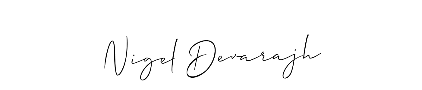 How to make Nigel Devarajh name signature. Use Allison_Script style for creating short signs online. This is the latest handwritten sign. Nigel Devarajh signature style 2 images and pictures png