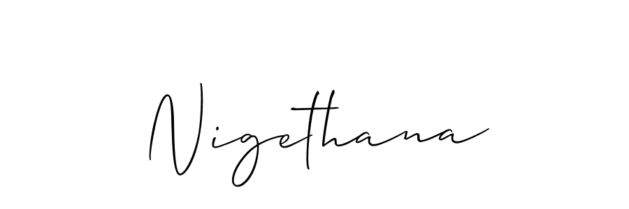 The best way (Allison_Script) to make a short signature is to pick only two or three words in your name. The name Nigethana include a total of six letters. For converting this name. Nigethana signature style 2 images and pictures png