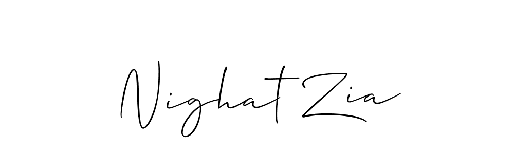 How to make Nighat Zia name signature. Use Allison_Script style for creating short signs online. This is the latest handwritten sign. Nighat Zia signature style 2 images and pictures png