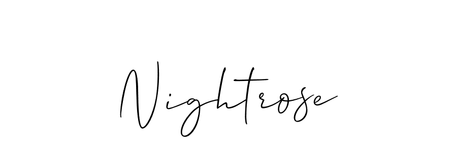 The best way (Allison_Script) to make a short signature is to pick only two or three words in your name. The name Nightrose include a total of six letters. For converting this name. Nightrose signature style 2 images and pictures png