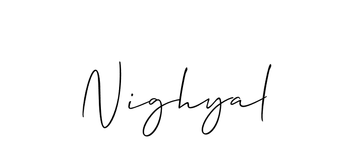 Design your own signature with our free online signature maker. With this signature software, you can create a handwritten (Allison_Script) signature for name Nighyal. Nighyal signature style 2 images and pictures png