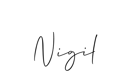 It looks lik you need a new signature style for name Nigil. Design unique handwritten (Allison_Script) signature with our free signature maker in just a few clicks. Nigil signature style 2 images and pictures png