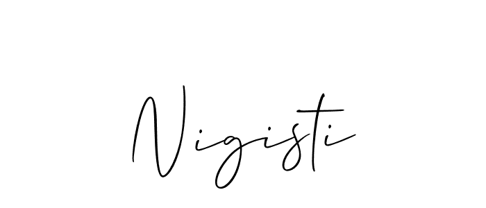 Design your own signature with our free online signature maker. With this signature software, you can create a handwritten (Allison_Script) signature for name Nigisti. Nigisti signature style 2 images and pictures png