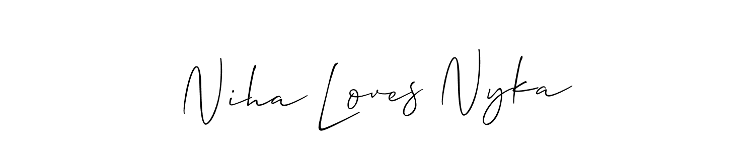 Niha Loves Nyka stylish signature style. Best Handwritten Sign (Allison_Script) for my name. Handwritten Signature Collection Ideas for my name Niha Loves Nyka. Niha Loves Nyka signature style 2 images and pictures png