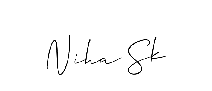 Also we have Niha Sk name is the best signature style. Create professional handwritten signature collection using Allison_Script autograph style. Niha Sk signature style 2 images and pictures png