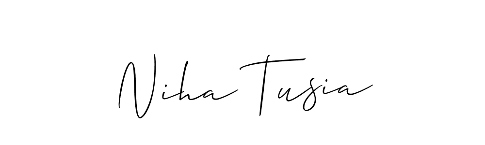 You should practise on your own different ways (Allison_Script) to write your name (Niha Tusia) in signature. don't let someone else do it for you. Niha Tusia signature style 2 images and pictures png