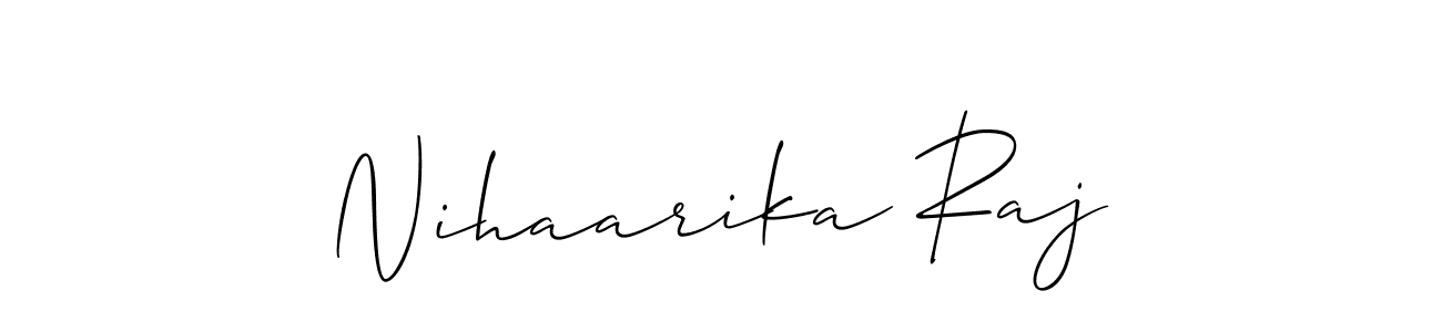 This is the best signature style for the Nihaarika Raj name. Also you like these signature font (Allison_Script). Mix name signature. Nihaarika Raj signature style 2 images and pictures png