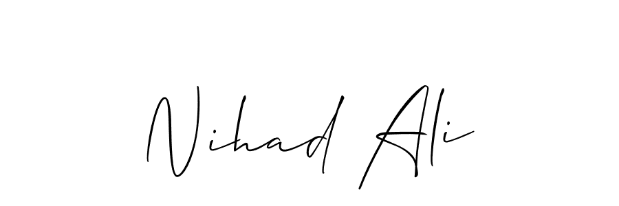 How to make Nihad Ali name signature. Use Allison_Script style for creating short signs online. This is the latest handwritten sign. Nihad Ali signature style 2 images and pictures png