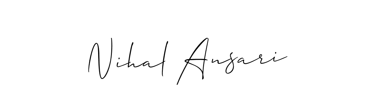 The best way (Allison_Script) to make a short signature is to pick only two or three words in your name. The name Nihal Ansari include a total of six letters. For converting this name. Nihal Ansari signature style 2 images and pictures png