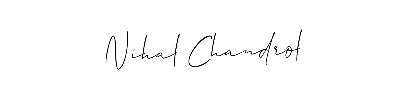 Allison_Script is a professional signature style that is perfect for those who want to add a touch of class to their signature. It is also a great choice for those who want to make their signature more unique. Get Nihal Chandrol name to fancy signature for free. Nihal Chandrol signature style 2 images and pictures png