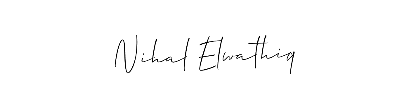 Make a beautiful signature design for name Nihal Elwathiq. With this signature (Allison_Script) style, you can create a handwritten signature for free. Nihal Elwathiq signature style 2 images and pictures png