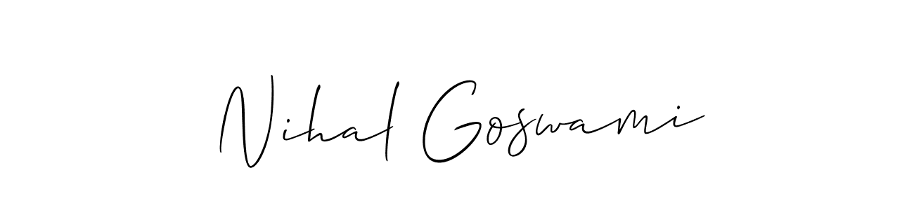 Allison_Script is a professional signature style that is perfect for those who want to add a touch of class to their signature. It is also a great choice for those who want to make their signature more unique. Get Nihal Goswami name to fancy signature for free. Nihal Goswami signature style 2 images and pictures png