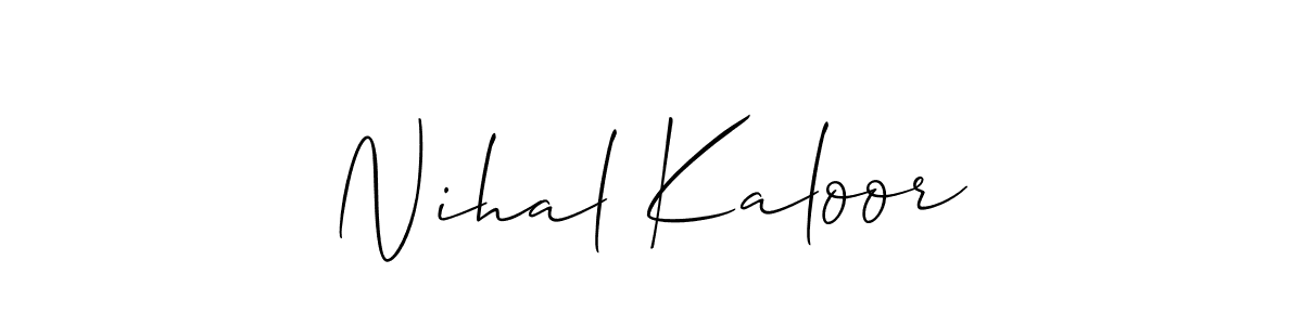 if you are searching for the best signature style for your name Nihal Kaloor. so please give up your signature search. here we have designed multiple signature styles  using Allison_Script. Nihal Kaloor signature style 2 images and pictures png