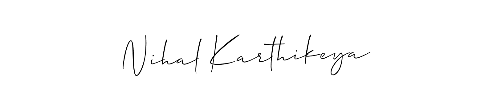 Similarly Allison_Script is the best handwritten signature design. Signature creator online .You can use it as an online autograph creator for name Nihal Karthikeya. Nihal Karthikeya signature style 2 images and pictures png