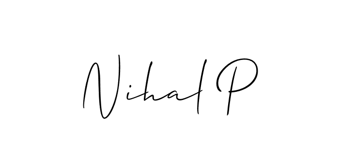 Similarly Allison_Script is the best handwritten signature design. Signature creator online .You can use it as an online autograph creator for name Nihal P. Nihal P signature style 2 images and pictures png