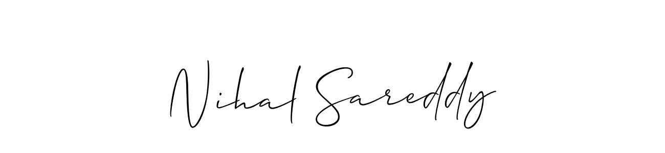 Allison_Script is a professional signature style that is perfect for those who want to add a touch of class to their signature. It is also a great choice for those who want to make their signature more unique. Get Nihal Sareddy name to fancy signature for free. Nihal Sareddy signature style 2 images and pictures png
