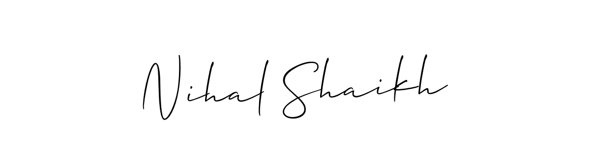 Allison_Script is a professional signature style that is perfect for those who want to add a touch of class to their signature. It is also a great choice for those who want to make their signature more unique. Get Nihal Shaikh name to fancy signature for free. Nihal Shaikh signature style 2 images and pictures png