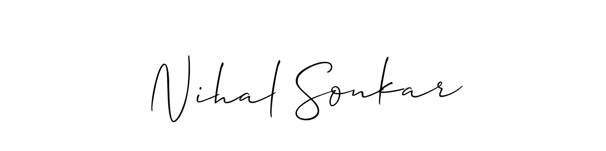 This is the best signature style for the Nihal Sonkar name. Also you like these signature font (Allison_Script). Mix name signature. Nihal Sonkar signature style 2 images and pictures png