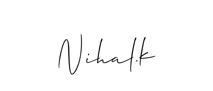 Similarly Allison_Script is the best handwritten signature design. Signature creator online .You can use it as an online autograph creator for name Nihal.k. Nihal.k signature style 2 images and pictures png