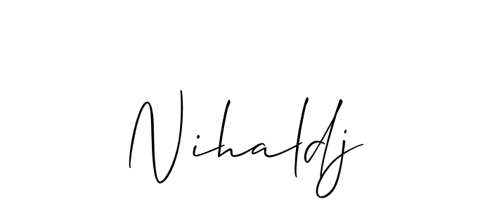 Make a beautiful signature design for name Nihaldj. With this signature (Allison_Script) style, you can create a handwritten signature for free. Nihaldj signature style 2 images and pictures png