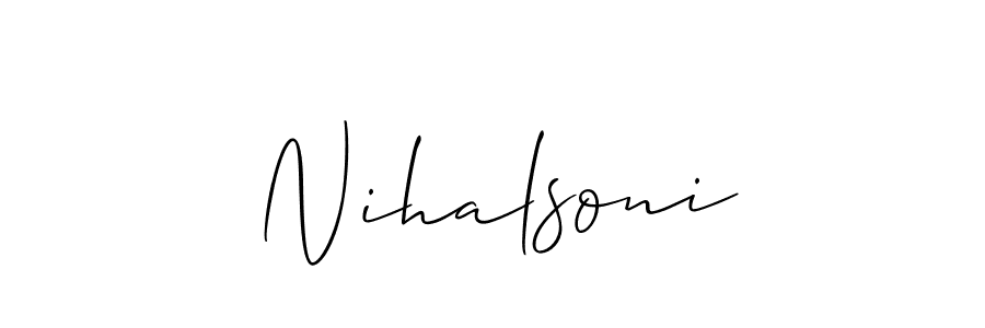 How to make Nihalsoni name signature. Use Allison_Script style for creating short signs online. This is the latest handwritten sign. Nihalsoni signature style 2 images and pictures png