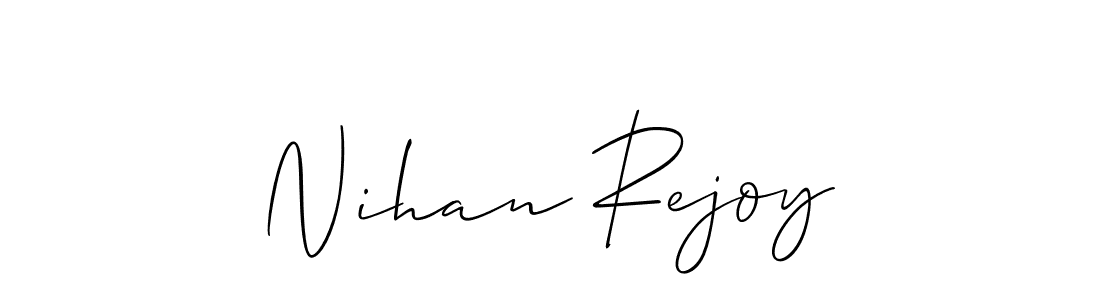 The best way (Allison_Script) to make a short signature is to pick only two or three words in your name. The name Nihan Rejoy include a total of six letters. For converting this name. Nihan Rejoy signature style 2 images and pictures png