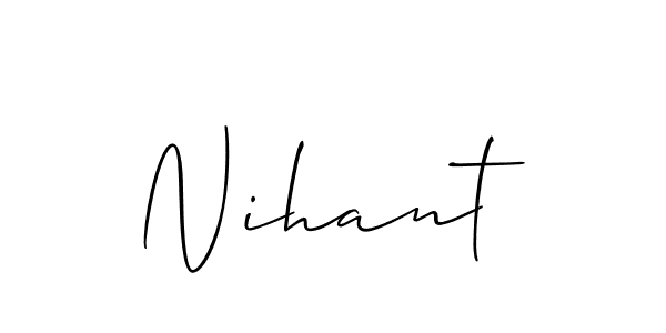 The best way (Allison_Script) to make a short signature is to pick only two or three words in your name. The name Nihant include a total of six letters. For converting this name. Nihant signature style 2 images and pictures png
