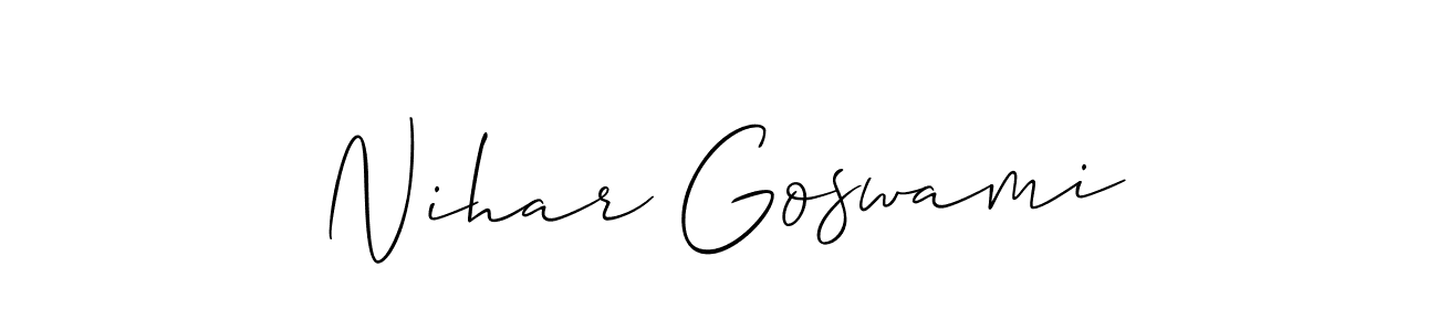 Design your own signature with our free online signature maker. With this signature software, you can create a handwritten (Allison_Script) signature for name Nihar Goswami. Nihar Goswami signature style 2 images and pictures png