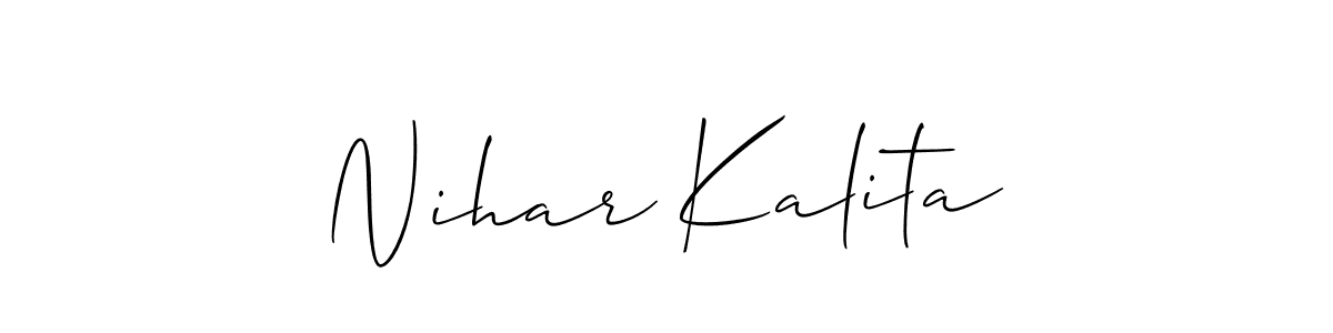 Use a signature maker to create a handwritten signature online. With this signature software, you can design (Allison_Script) your own signature for name Nihar Kalita. Nihar Kalita signature style 2 images and pictures png