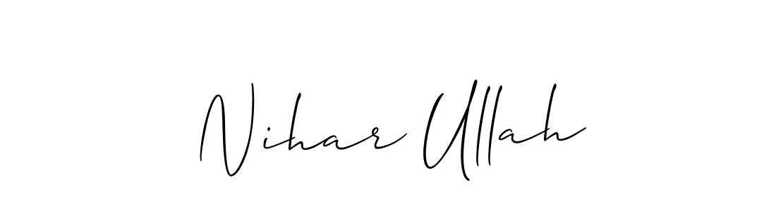 Also You can easily find your signature by using the search form. We will create Nihar Ullah name handwritten signature images for you free of cost using Allison_Script sign style. Nihar Ullah signature style 2 images and pictures png
