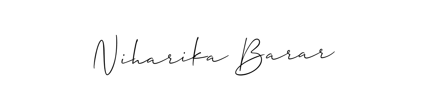 Also we have Niharika Barar name is the best signature style. Create professional handwritten signature collection using Allison_Script autograph style. Niharika Barar signature style 2 images and pictures png