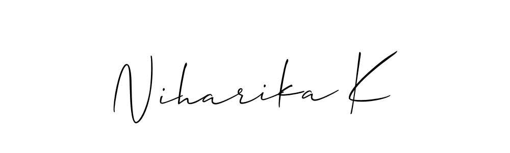 Use a signature maker to create a handwritten signature online. With this signature software, you can design (Allison_Script) your own signature for name Niharika K. Niharika K signature style 2 images and pictures png